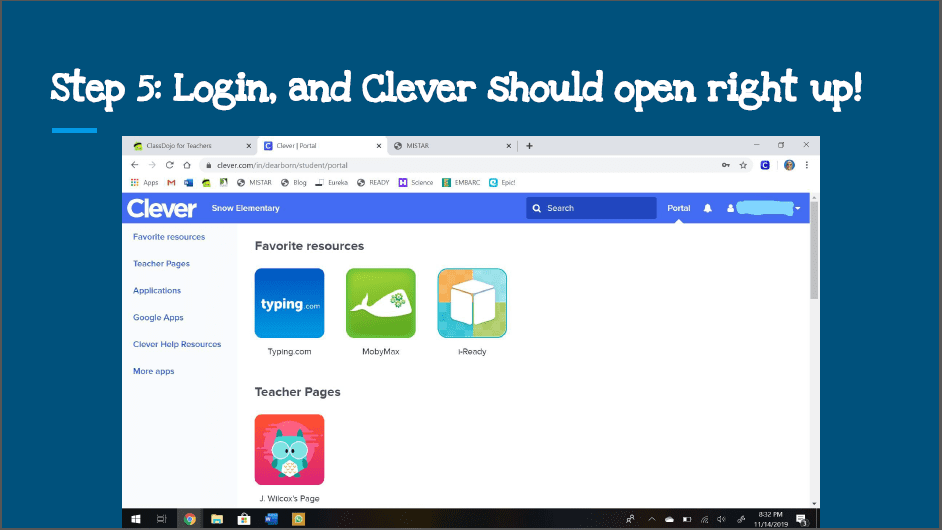 Directions for Clever Login – Snow Elementary School